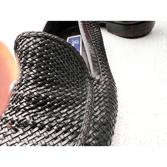 Braganos Men 9 Old Money Loafers Black English Calf Leather Slip On Finely Woven - Picture 15 of 15